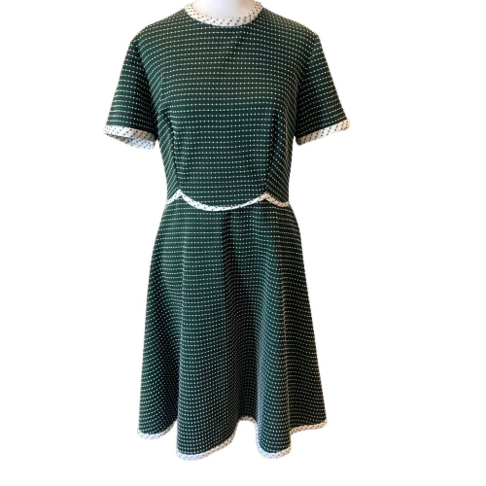 Green Polka Dot Fit-and-Flare Dress